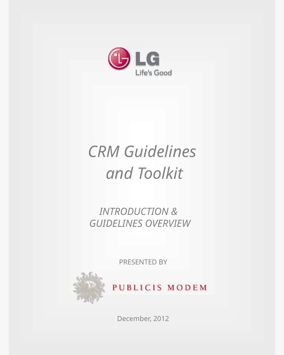Capa das guidelines de CRM e toolkit LG