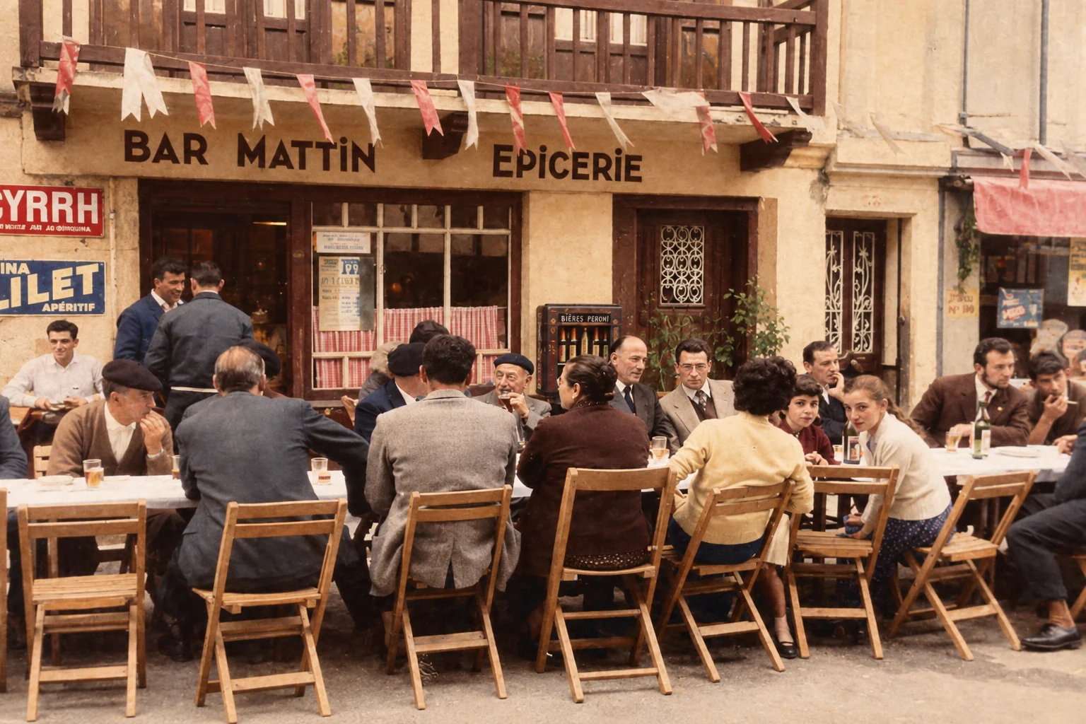 Fotografia de arquivo do Bar Mattin no País Basco francês, colorizada com IA